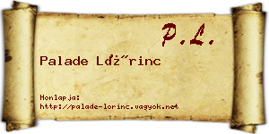 Palade Lőrinc névjegykártya